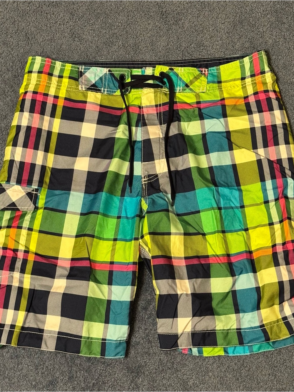 Neon Plaid Swim Shorts